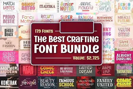 The Best Crafting Font Bundle - 179 Premium Fonts