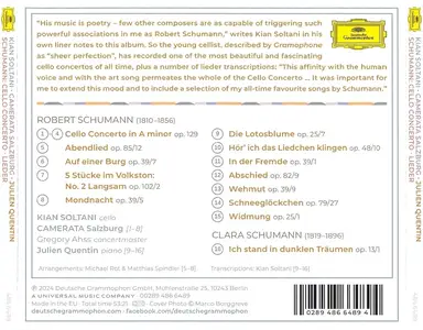 Kian Soltani, Camerata Salzburg, Julien Quentin - Robert Schumann: Cello Concerto; Lieder (2024)