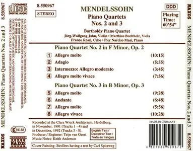 Bartholdy Piano Quartet - Felix Mendelssohn: Piano Quartets Nos. 2 & 3 (1994)