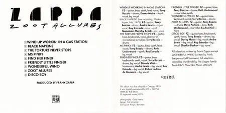 Frank Zappa - Zoot Allures (1976) {1995 Ryko Remaster Complete Series}