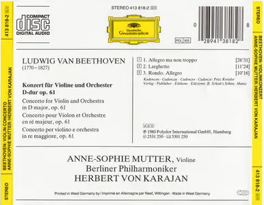 Beethoven - Anne-Sophie Mutter / von Karajan - Violinkonzert (1980, 20__, Deutsche Grammophon # 413 818-2)