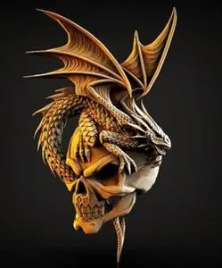 Skull and dragon