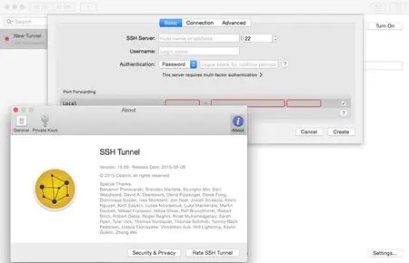 SSH Tunnel 15.09 Mac OS X