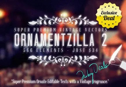 InkyDeals - OrnamentZilla 2: 566 Super Premium Vintage Vector Elements with Editable Text