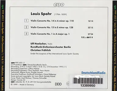 Louis Spohr - RSO Berlin / Fröhlich - Violinkonzerte Nr. 1, 14 & 15 (1999, CPO # 999 403-2)