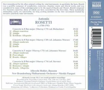 Albrecht Holder, New Branderburg Philharmonic Orchestra, Nicolás Pasquet - Rosetti: Bassoon concertos (2003)