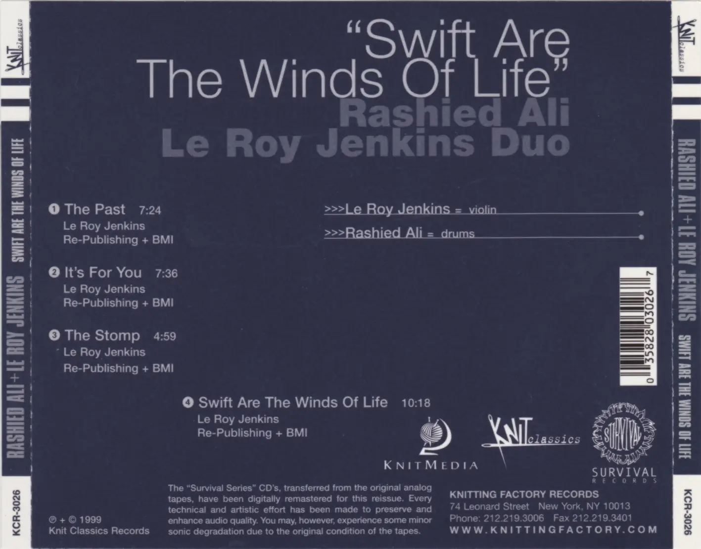 Rashied Ali & Le Roy Jenkins - Swift Are The Winds Of Life (1975) {Knit Classics KCR-3026 rel 1999}