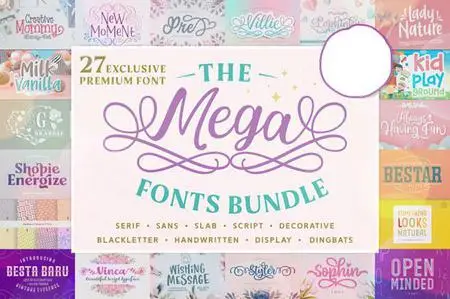 The Mega Fonts Bundle - 27 Premium Fonts