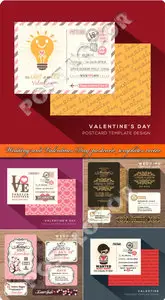 Wedding and Valentines Day postcard templates vector