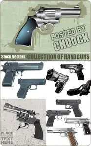 Collectiion of handguns - Stock Vector