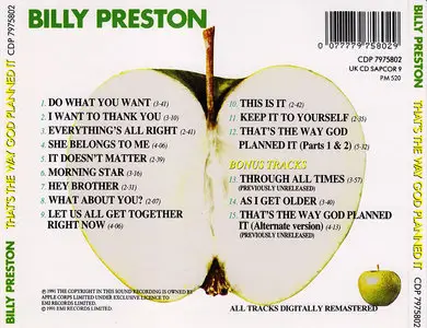 Billy Preston - That's The Way God Planned It (1969) Reissue 1991