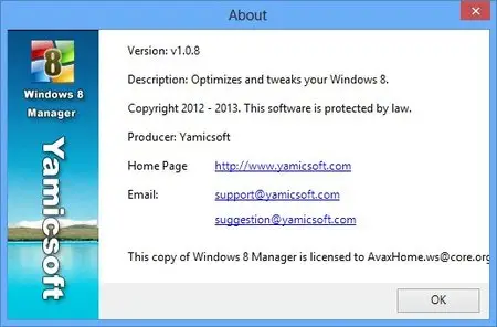 Yamicsoft Windows 8 Manager 1.0.8