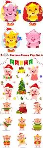 Vectors - Cartoon Funny Pigs Set 6