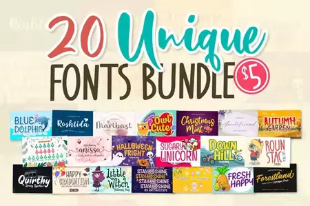 20 Unique Font Bundle - 20 Premium Fonts