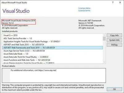 Microsoft Visual Studio Enterprise 2019 version 16.1