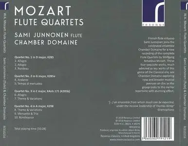 Sami Junnonen, Chamber Domaine - Wolfgang Amadeus Mozart: Flute Quartets (2018)