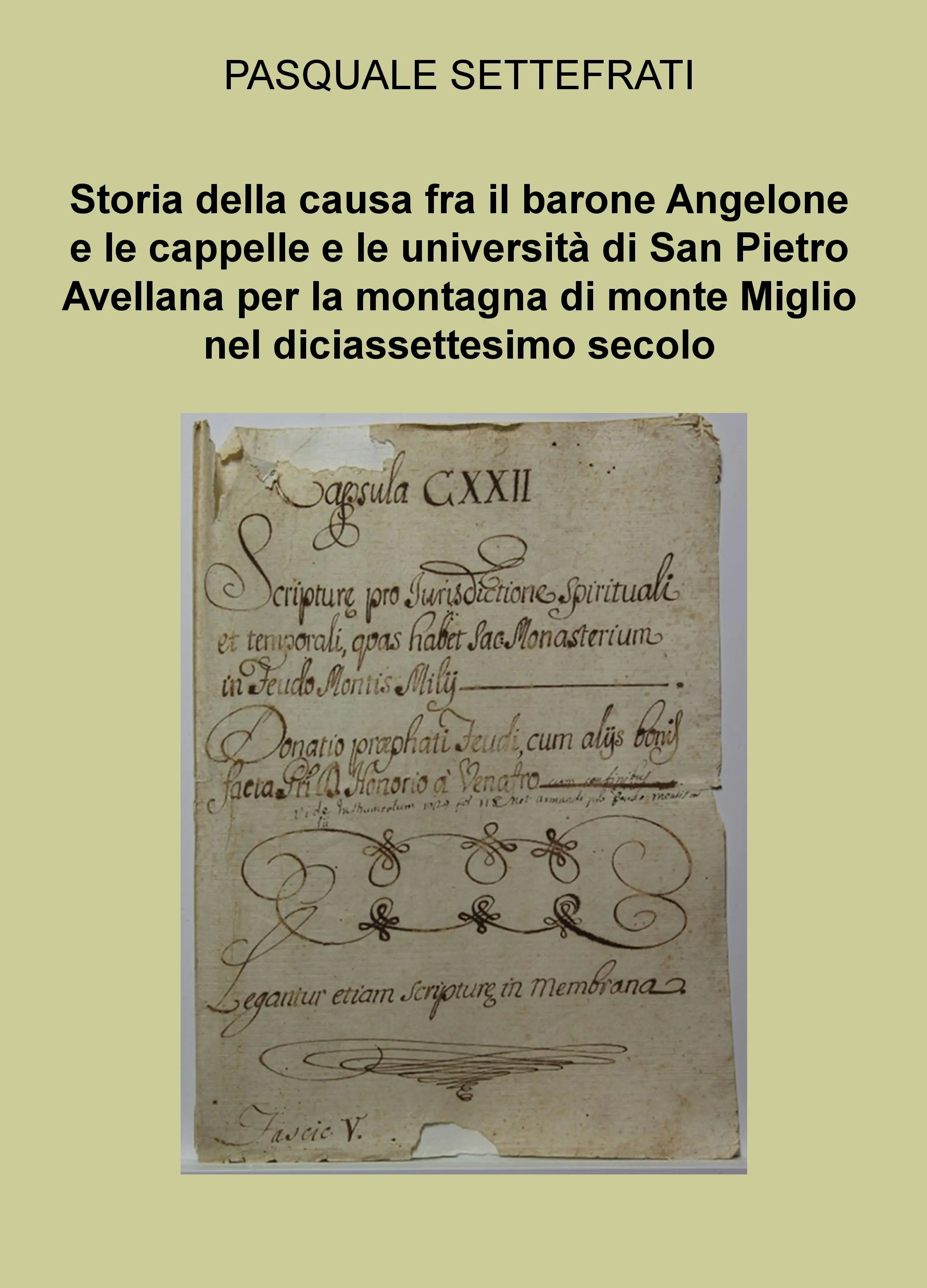 Storia della causa fra il barone Angelone e le cappelle e le università di San Pietro Avellana per la montagna di monte
