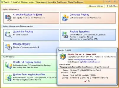 Registry First Aid Platinum 9.1.0 Build 2157 (x86/x64)