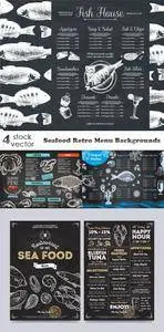 Vectors - Seafood Retro Menu Backgrounds