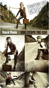 Stock Photo: Girl stops the car