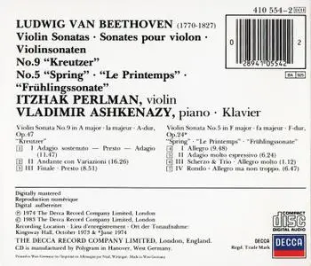 Itzhak Perlman, Vladimir Ashkenazy - Beethoven: Violin Sonatas Nos. 5 & 9 [1st press] (1983)