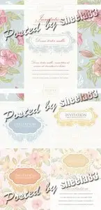 Pastel Vintage Invitations Vector