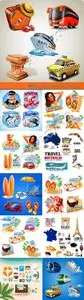 Summer travel icons vector