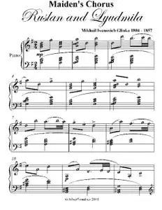 «Maiden's Chorus Ruslan and Lyudmila Intermediate Piano Sheet Music» by Mikhail Ivanovich Glinka