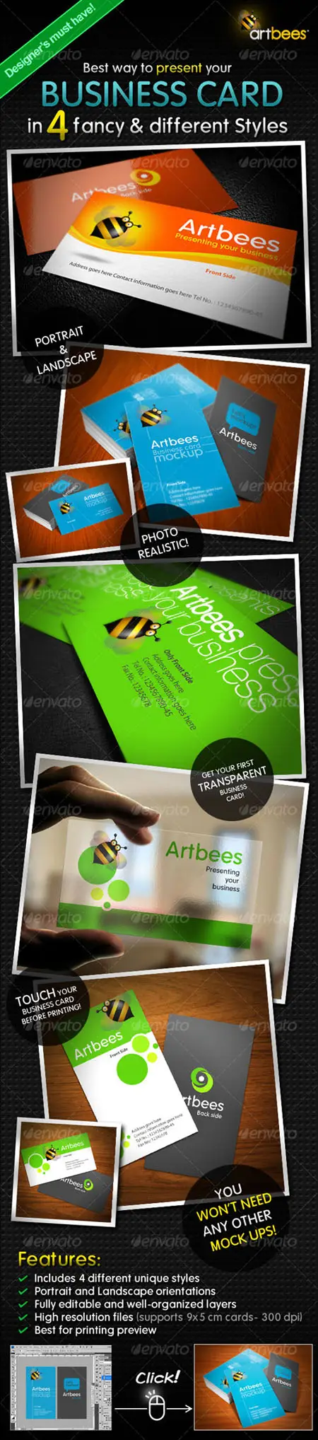 GraphicRiver Great Business Card Mock-up Pack - 4 Styles