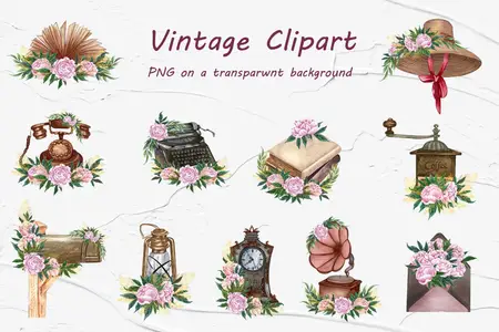 EE - Floral Vintage Clipart KGCVPDK