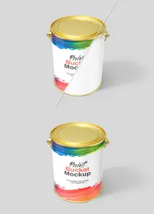 Realistic Paint Tin BacKet Mockup 1694460996