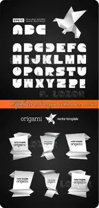 Alphabet and origami banners vector