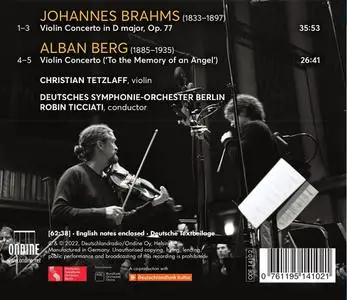 Christian Tetzlaff, Robin Ticciati, Deutsches Symphonie-Orchester Berlin - Brahms, Berg: Violin Concertos (2022)