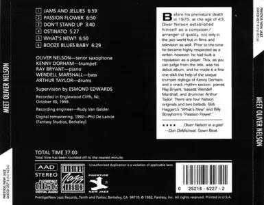 Oliver Nelson - Meet Oliver Nelson (1959) [Remastered 1992]