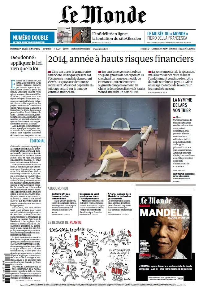 Le Monde du Mercredi 1er et Jeudi 2 Janvier 2014