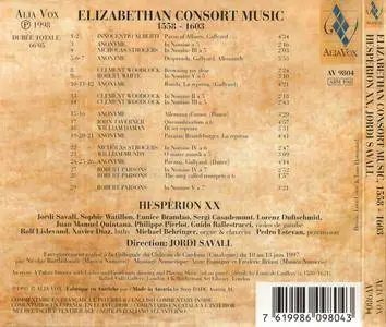 Jordi Savall & Hesperion XX - Elizabethan Consort Music, 1558 - 1603 (1998) {Alia Vox AV 9804}