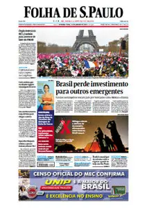 Jornal Folha de São Paulo - 14 de janeiro de 2013 - Segunda