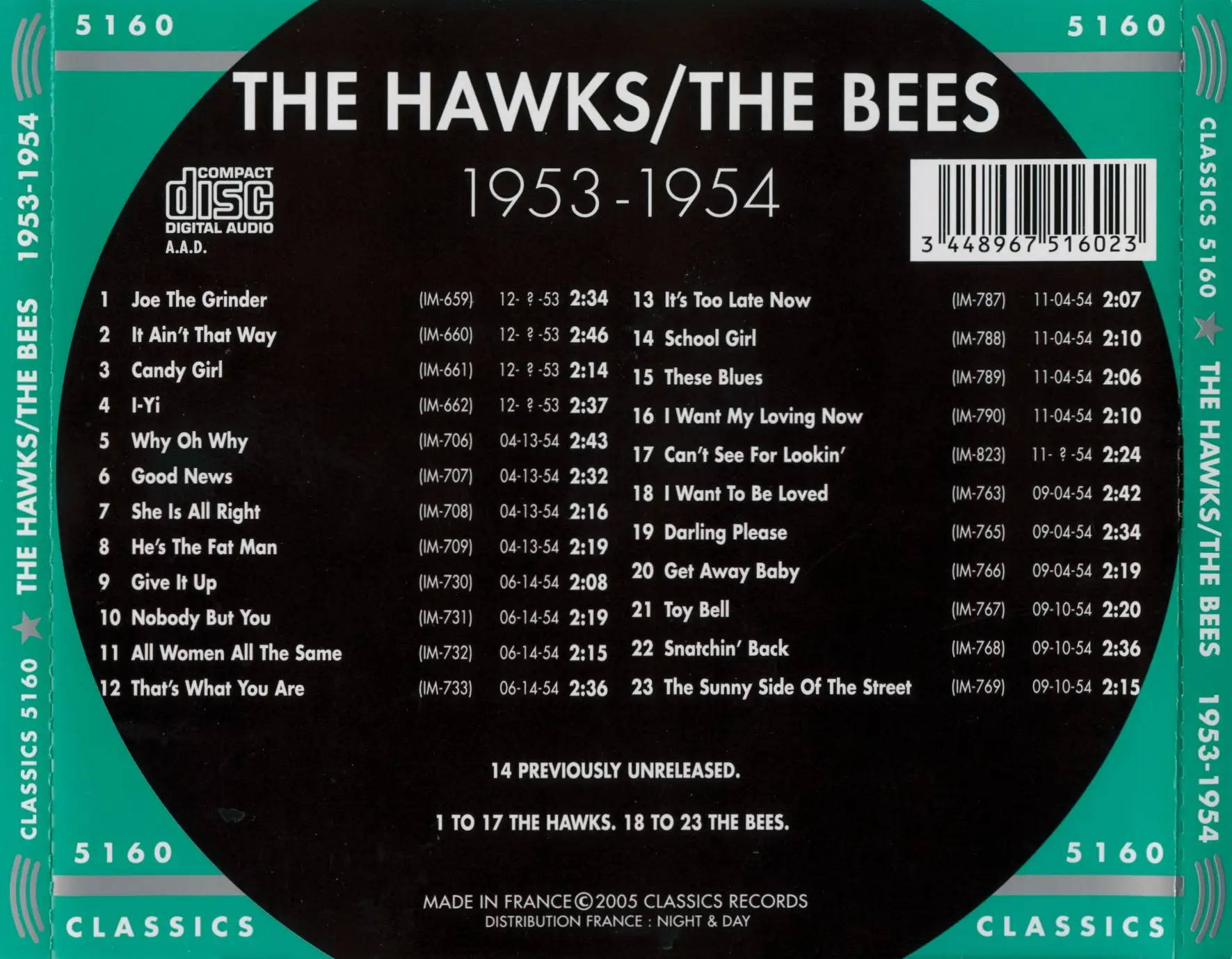 The Hawks/The Bees - The Chronological Hawks/Bees 1953-1954 (2005) {Classics Blues And Rhythm Series 5160}