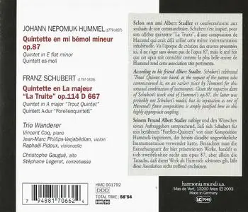 Trio Wanderer, Christophe Gaugué, Stéphane Logerot - Hummel, Schubert: Quintets (2003)