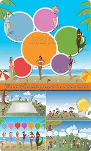 Group of cartoon people in nature vector