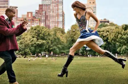 Karlie Kloss and Cam Newton by Gregory Harris for Vogue US October 2016