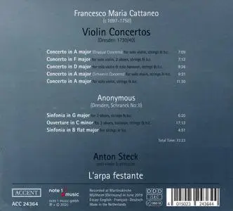 Anton Steck, L'arpa festante - Francesco Maria Cattaneo: Violin Concertos (2020)