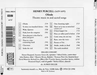 Alfred Deller, Deller Consort - Henry Purcell: Olinda. Theatre Music & Sacred Songs (1990)