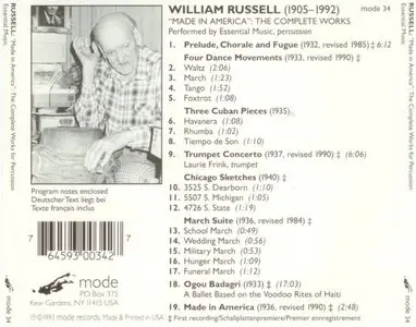 William Russell - Made In America: The Complete Works for Percussion (1993)