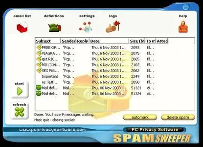 PCPrivacySoftware Spam Sweeper v3.4