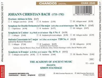 Simon Standage, Academy of Ancient Music - J.C. Bach: Overture, Adriano in Siria; Symphonies; Sinfonia Concertante (1994)