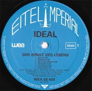 Ideal - Der Ernst Des Lebens (Eitel Imperial, WEA 58 400) (GER 1981) (Vinyl 24-96 & 16-44.1)