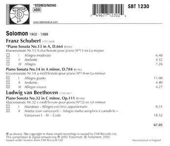 Solomon Cutner - Schubert: Piano Sonatas Nos.13 & 14, Beethoven: Piano Sonata No.32 (2002)