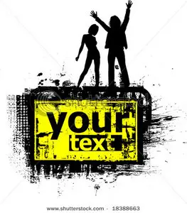 Vector musical theme with girl and boy and grunge banner 