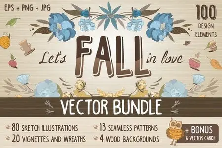 CreativeMarket - Vintage Fall Vector Bundle + Bonus